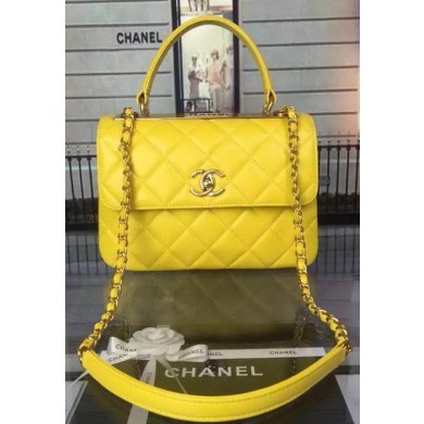 AAA 1:1 Chanel Classic Top Flap Bag Original Sheepskin Leather A92236 Yellow JK348yF79
