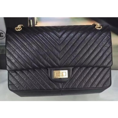 AAA Replica Chanel Classic Flap Bag Original Chevron Leather A90669 Black JK98cf50