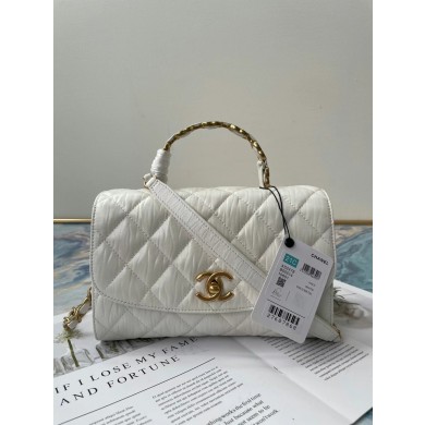 AAAAA Imitation Chanel mini flap bag with top handle AS2478 white JK3339Sy67
