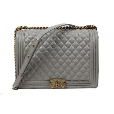 Boy Chanel Flap Shoulder Bag Original Cannage Pattern A67087 Grey JK915Yo25