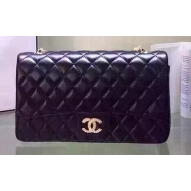 Chanel 2.55 Series Flap Bag Black Sheepskin Leather A5016 Black JK502rd58