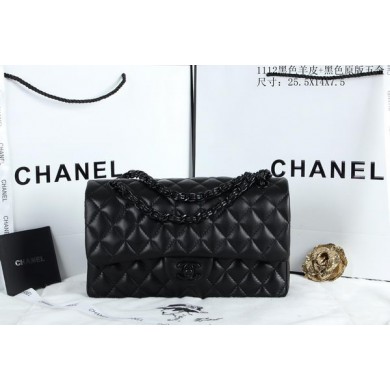 Chanel 2.55 Series Flap Bags Sheepskin Leather A1112 Black JK840LG44