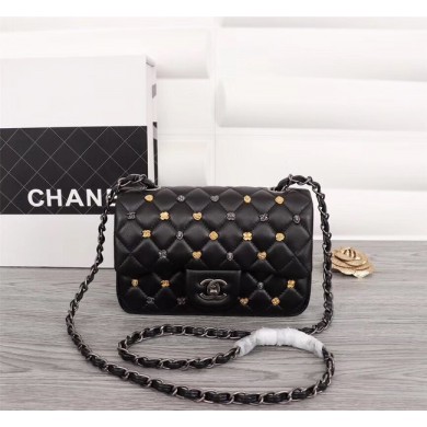 Chanel Classic Sheepskin Leather cross-body bag A1116 black silver-Tone Metal JK4910hi67