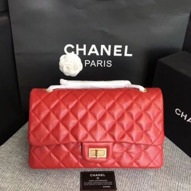 Chanel Flap Shoulder Bag Red Original Calfskin Leather 277 Gold JK5292Wi77