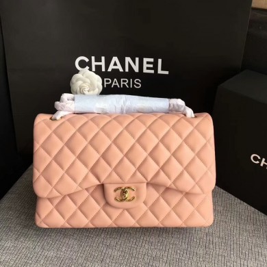 Chanel Flap Shoulder Bags Light Pink Original Lambskin Leather CF1113 Glod JK5726zS17