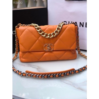 CHANEL Lambskin 19 Flap Bag AS1161 orange JK2881cf57
