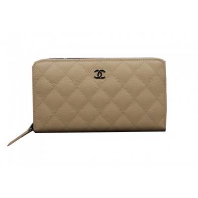 Chanel Matelasse Zip Around Wallet Cannage Pattern A50097 Apricot JK1510Fh96