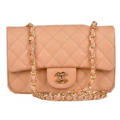 Chanel mini Classic Flap Bag Apricot Cannage Pattern 1117 Gold JK1106Wi77