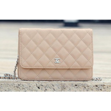 Chanel mini Flap Bag Apricot Cannage Pattern A33814 Silver JK471Kn56