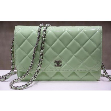 Chanel mini Flap Bag Green Patent Leather A33814P Silver JK162mm78