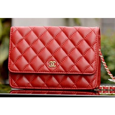 Chanel mini Flap Bags Red Sheepskin Leather A33814 Gold JK562NP24