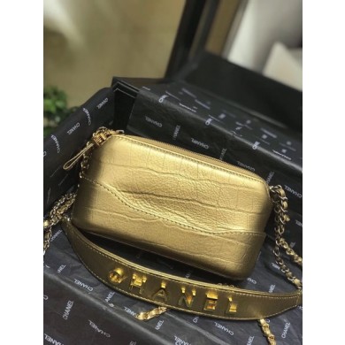 Chanel mini Shoulder Bag Leather B93825 gold JK4611CD62