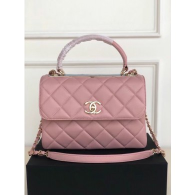 Chanel original lambskin top handle flap bag AS92236 pink&Gold-Tone Metal JK3100fo19