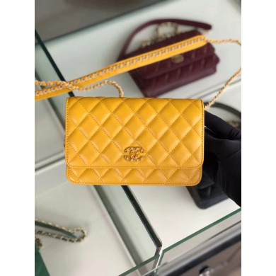 Chanel Original Leather Chain Wallet AP0724 yellow JK4438OG45