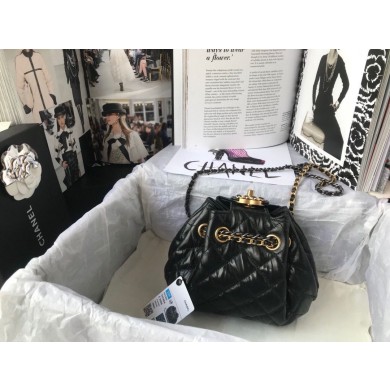 CHANEL Original Leather Rope Bag AS1802 Black JK3176MO84