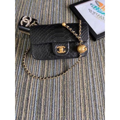 Chanel Original Small Snake skin flap bag AS1116 black JK4092aj95