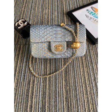 Chanel Original Small Snake skin flap bag AS1116 grey JK4091Oj66