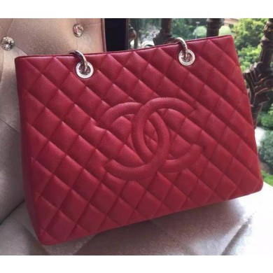 Chanel Shopper Bag Original Calfskin Leather A95021 Red JK232tL32