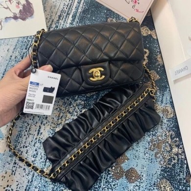 Chanel small flap bag Lambskin & Gold-Tone Metal AS2204 black JK3775Tk78
