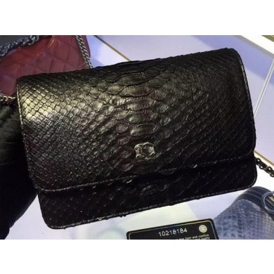 Chanel WOC Flap Bag Original Snake Leather A33814 Black JK96Av26