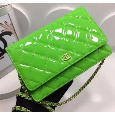Cheap Chanel WOC mini Flap Bag Patent Leather A33814P Green JK152ZZ98