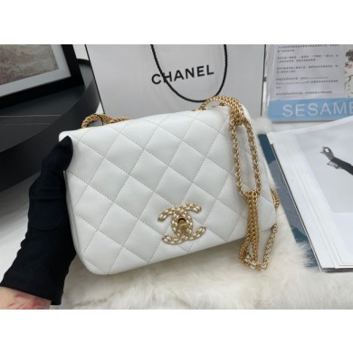 Copy 1:1 Chanel Flap Lambskin Shoulder Bag AS2975 white JK2790xD64