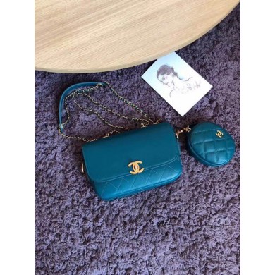 Copy CHANEL Flap Bag Lambskin&Gold-Tone Metal AS1094 blue JK4327Ey31