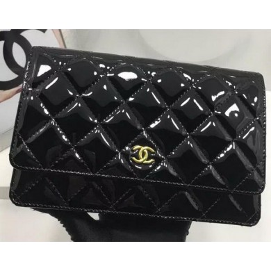 Copy Chanel WOC mini Flap Bag Patent Leather A33814P Black JK153Kn92