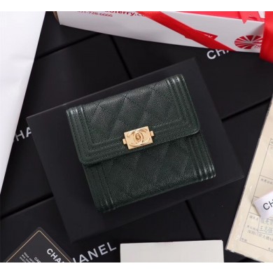 Fake Chanel Calfskin Leather & Gold-Tone Metal A80734 Blackish green JK1251Iw51