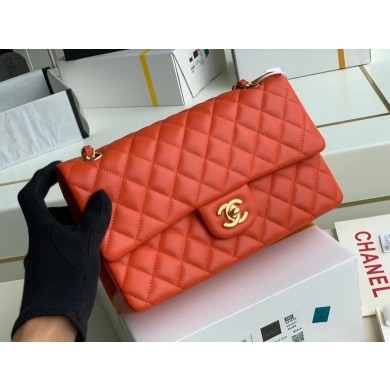 Fake chanel classic handbag Lambskin & gold Metal A01112 red JK3521eZ32