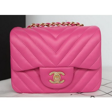 Fake Chanel Classic MINI Flap Bag Sheepskin Leather A1115 Rose JK292QF99