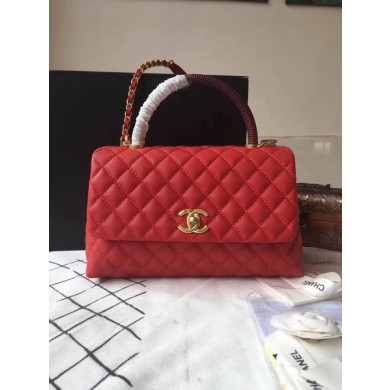 Fake Chanel Classic Wine Top Handle Bag Red Original Leather A92292 Gold JK5494lF58
