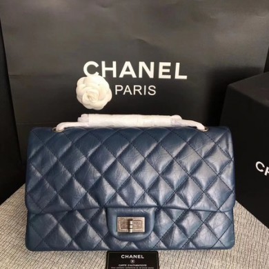 Fake Chanel Flap Shoulder Bag Blue Original Calfskin Leather 277 Silver JK5286Hj78
