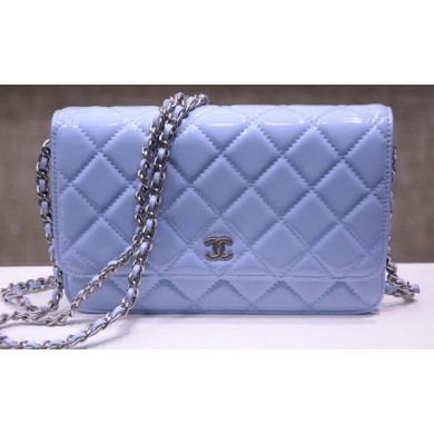 Fake Chanel mini Flap Bag Lavender Patent Leather A33814P Silver JK156Iw51