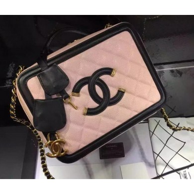 Fake Chanel Shoulder Bag Original Calfskin Leather CHA6678 Pink&Black JK122EQ38