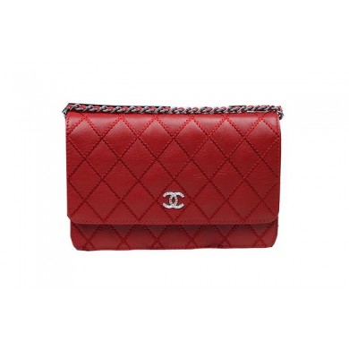 Fashion Chanel CHA33814 Red Original Calfskin Leather mini Flap Bag Silver JK1033wc24