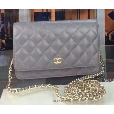 First-class Quality Chanel WOC mini Flap Bag Grey Sheepskin A5373 Gold JK88VJ28