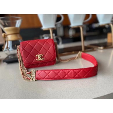 High Quality Chanel small flap bag Lambskin & Gold-Tone Metal AS2051 red JK3818pR54