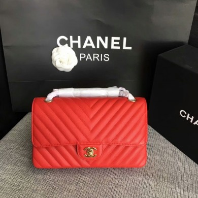 High Quality Imitation Chanel Flap Shoulder Bags Red Original Calfskin Leather CF1112 Gold JK5763wn47
