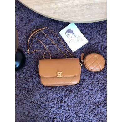 Hot CHANEL Flap Bag Lambskin&Gold-Tone Metal AS1094 Camel JK4326io40