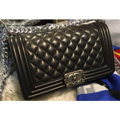 Imitation Boy Chanel Flap Shoulder Bag Sheepskin Leather A67086 Black JK781EY79