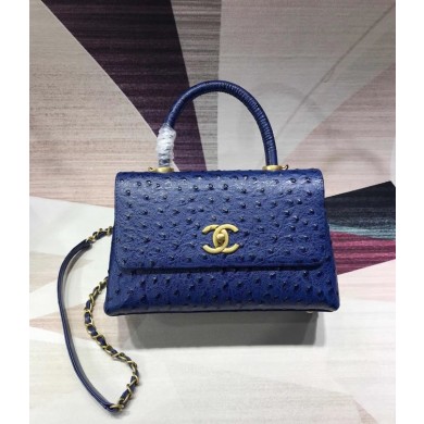 Imitation Chanel flap bag with top handle B93737 blue JK4725Tm92