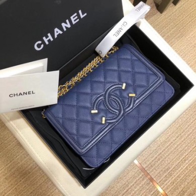 Imitation Chanel Flap Shoulder Bag Original Caviar Leather 5698 blue JK5247Za30