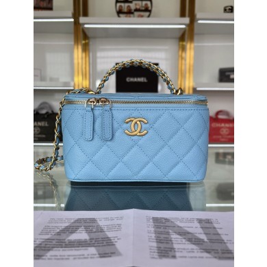 Imitation CHANEL HANDBAG Grained Calfskin&Gold-Tone Metal AP2805 blue JK2510AI36