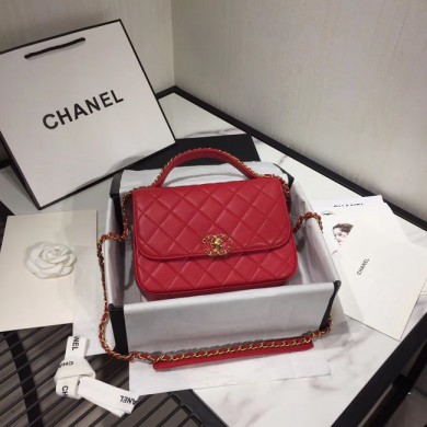 Imitation High Quality Chanel flap bag leather & Gold Metal AS0970 red JK4300Bo39