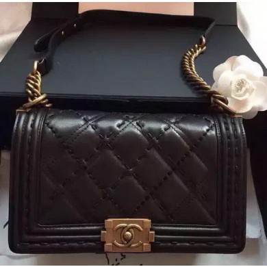 Knockoff Chanel Boy Flap Shoulder Bags Calfskin Leather A67033 Black JK354WW40