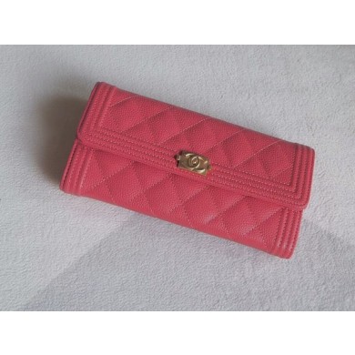 Knockoff Chanel Boy Matelasse Long Wallet Calfskin Leather CHA5264 Pink JK1436Lg61