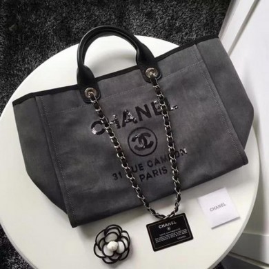 Knockoff Chanel Large Canvas Tote Shopping Bag A1679 Grey JK21Bt18