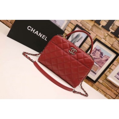 Knockoff Chanel Tote Bag Red Original Sheepskin Leather A92239 Silver JK5339iV87