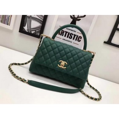 Luxury Chanel Classic Top Handle Bag Sheepskin Leather A92991 Green JK10kp43